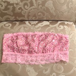 VS Pink Sequin Lace Bandeau